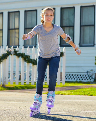 Inliner für Kinder 34-41 Verstellbar, Sportneer Inline Skates Mit 6er Protektoren Setfür Kinder Mädc