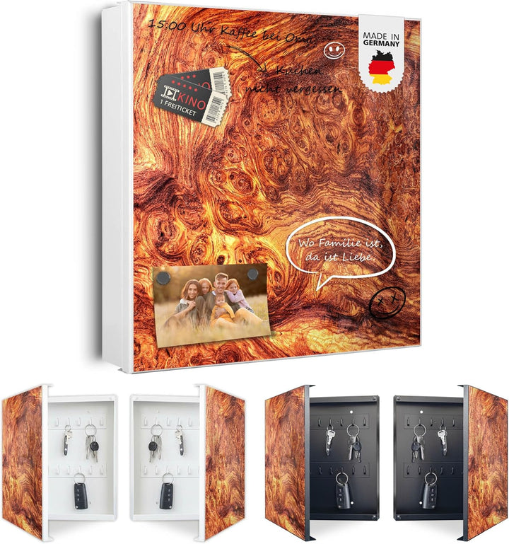 banjado Grosser Schlüsselkasten Glas - Schlüsselbox 30x30cm mit 50 Haken - Schlüsselkasten modern fü