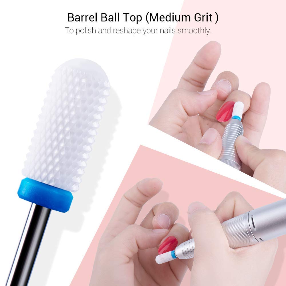 MelodySusie 7x Premium Keramik Bits Set Professioneller Schleifkörper Schleifkopf Nagelfräser Aufsät
