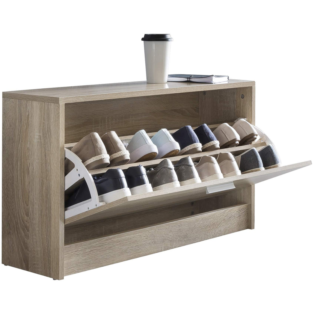 Wohnling Schuhkipper Split Modern 80 x 47 x 24 cm Holz Schuhregal Sonoma 1 Fach, Schuhkommode Flursc