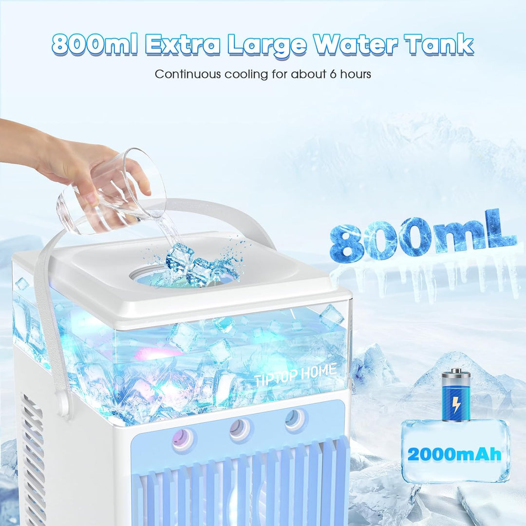 Mobile Klimaanlage, 5 in 1 Mini Klimagerät mit App-Steuerung, Persönlich Ventilator mit 800ml Wasset