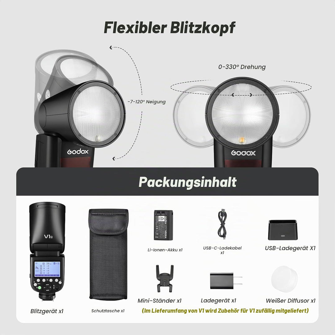 Godox V1S Rundb kamerablitz 76W Speedlite Professioneller Kamera Flash 1/8000 HSS 2.4G Wireless X Sy