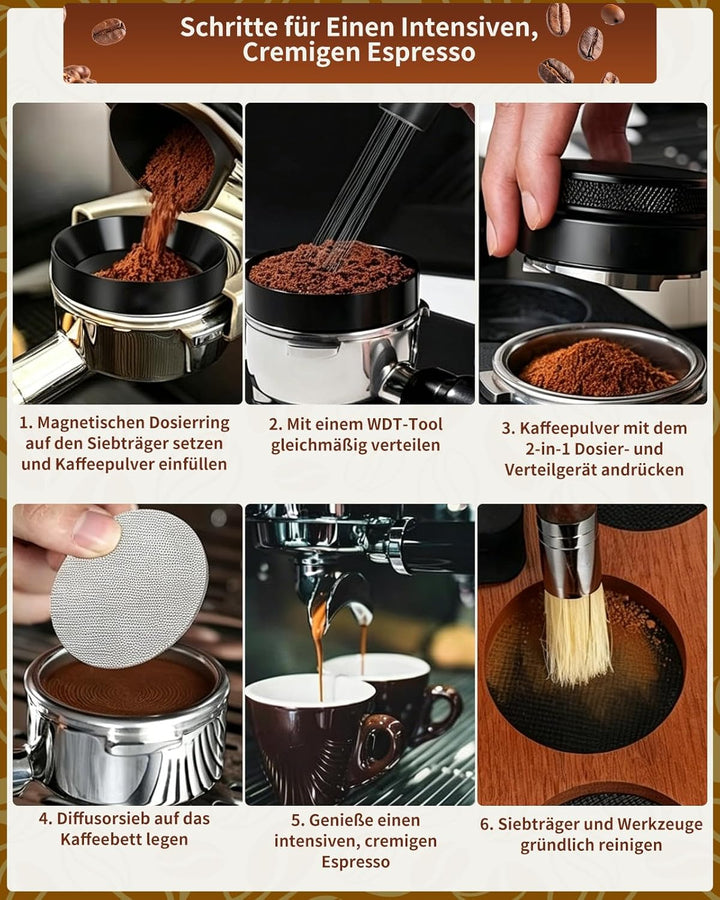 51mm Siebträger Zubehör | Coffee Distributor 51mm Espresso Leveler Tool, Komplettes Barista Set mit