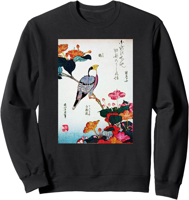 Japanische Kunst Vogel auf einem blühenden Zweig Grafik Sweatshirt