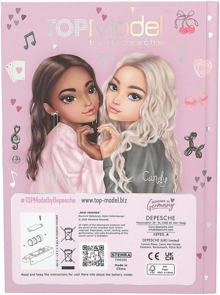 Depesche 13723 TOPModel My BFF - Tagebuch mit Zahlen-Code und Sound, Buch mit 80 linierten und bunt