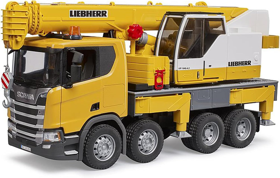 bruder 03571 - Scania Super 560R Liebherr Kran LKW mit Light & Sound Modul - 1:16 Fahrzeuge, Baufahr