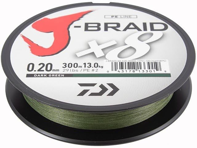 Daiwa J-Braid 8 Braid 300m Multicolor - geflochtene Angelschnur Dm: 0,16mm, Dm: 0,16mm