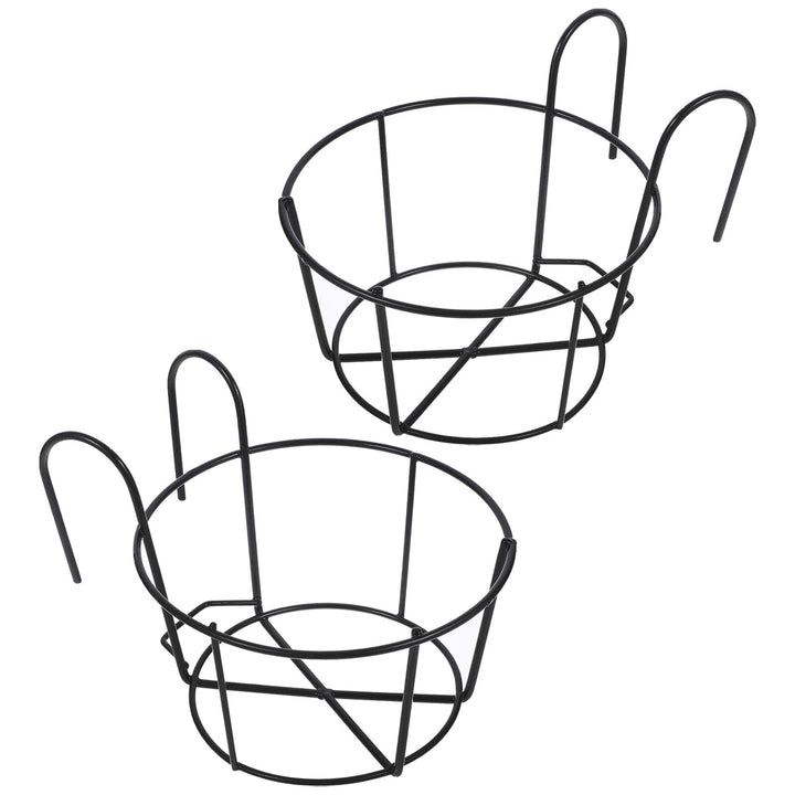 Yardwe Metall Blumentopfhalter 2 Stück mit Schwarzem Eisenrahmen Hängende Pflanzenhalterung für Gelä