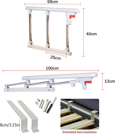 DYOUen Faltbare Bettschiene für Ltere Menschen, Sicherheitsgriff, Krankenhaus Metallgriff Stossfänge