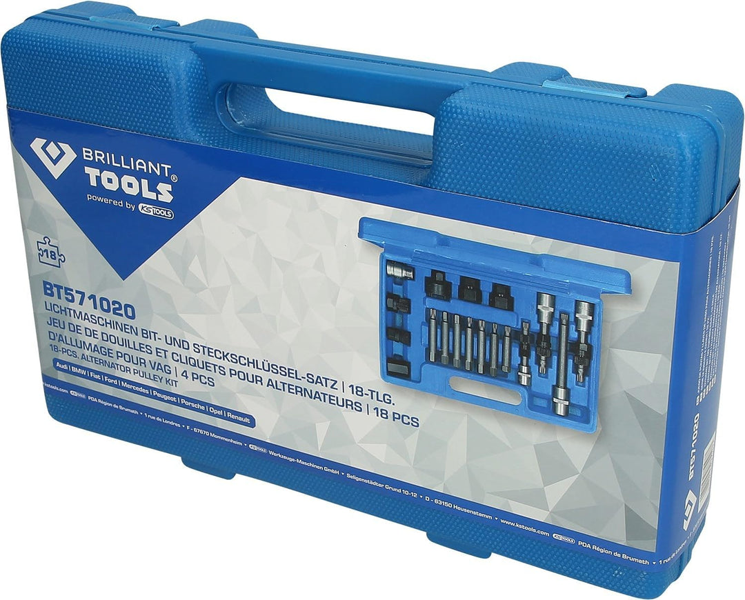 BRILLIANT TOOLS BT571020 Lichtmaschinen Bit- und Steckschlüssel-Satz, 18-tlg [Powered by KS TOOLS]