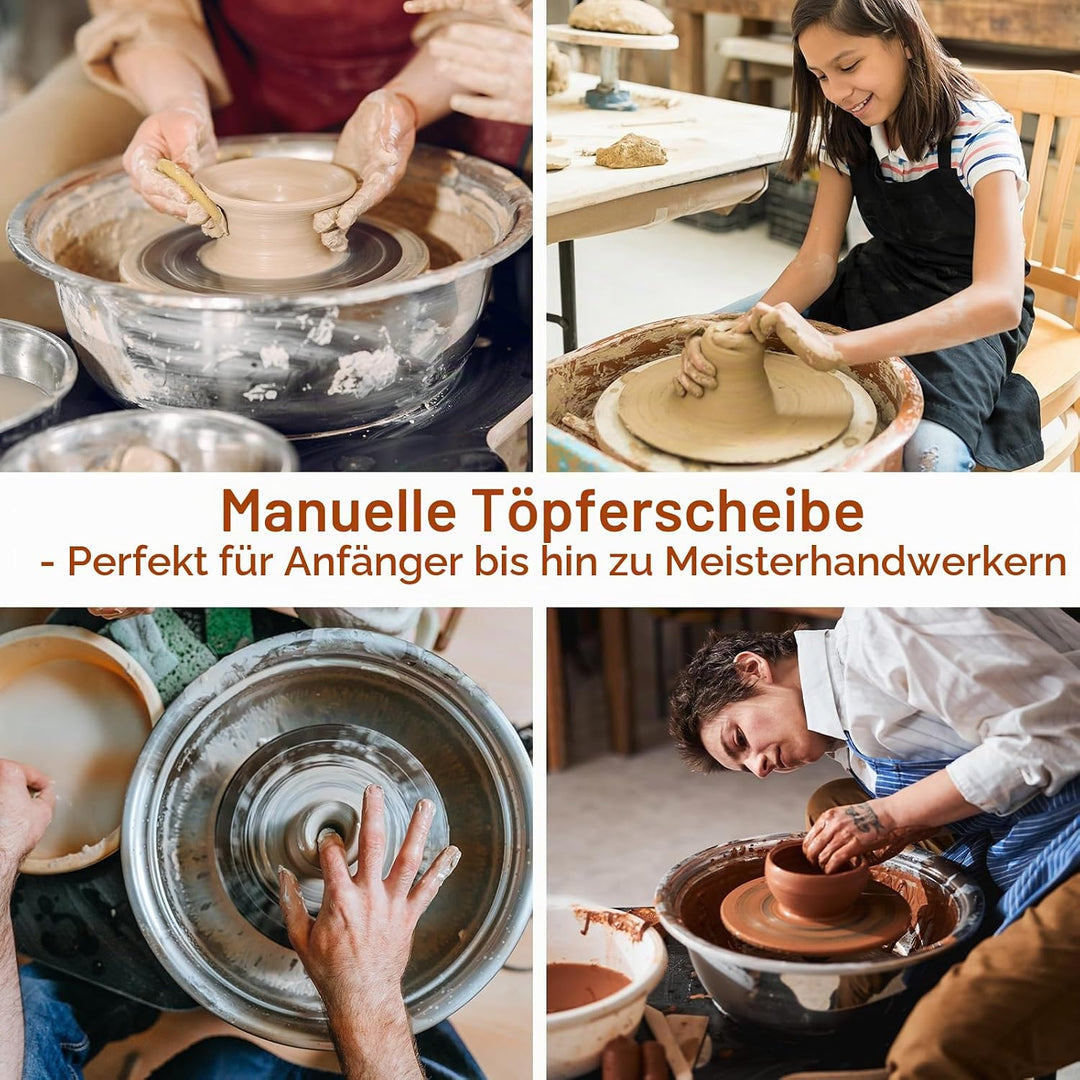 Homtone 20cm Drehbare Töpferscheibe mit Werkzeugset, Doppelseitiges Töpferrad, Aluminiumlegierung Ho