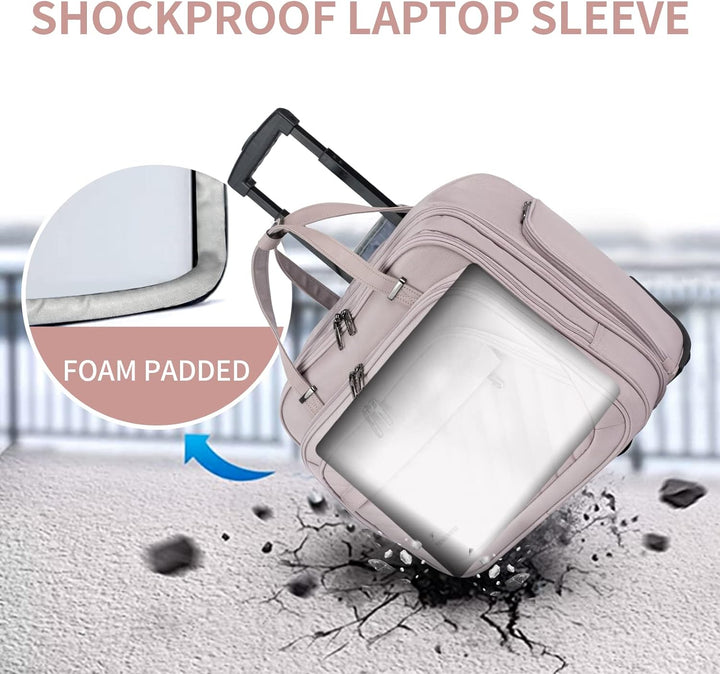 VANKEAN Rollende Laptoptasche Frauen mit Rädern, passend für bis zu 15,6 Zoll Rollende Aktentasche W