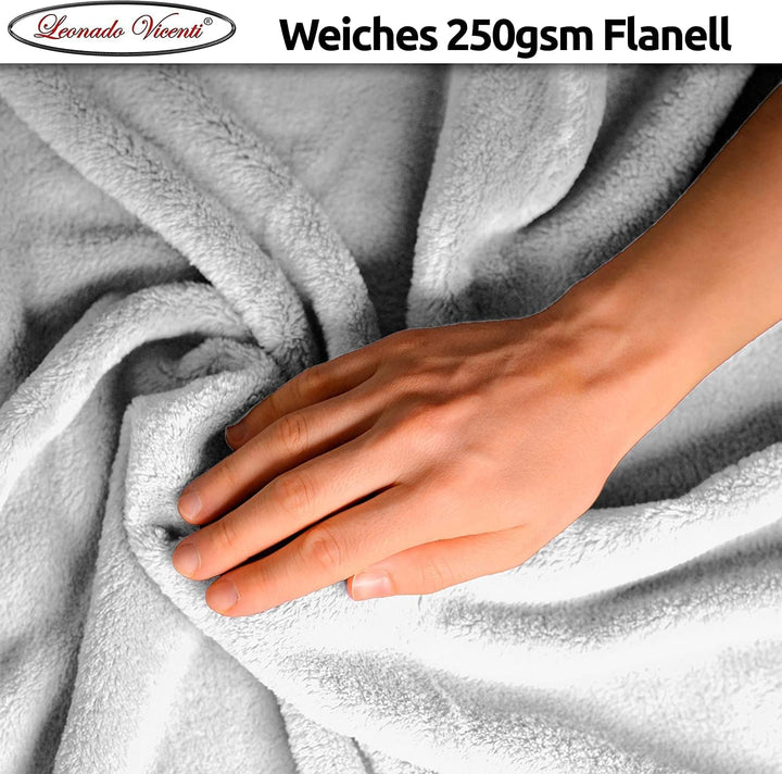 Leonado Vicenti 2er Set Flauschige Kuscheldecke 150x200 cm Fleecedecke Wohnzimmerdecke Sofadecke Tag