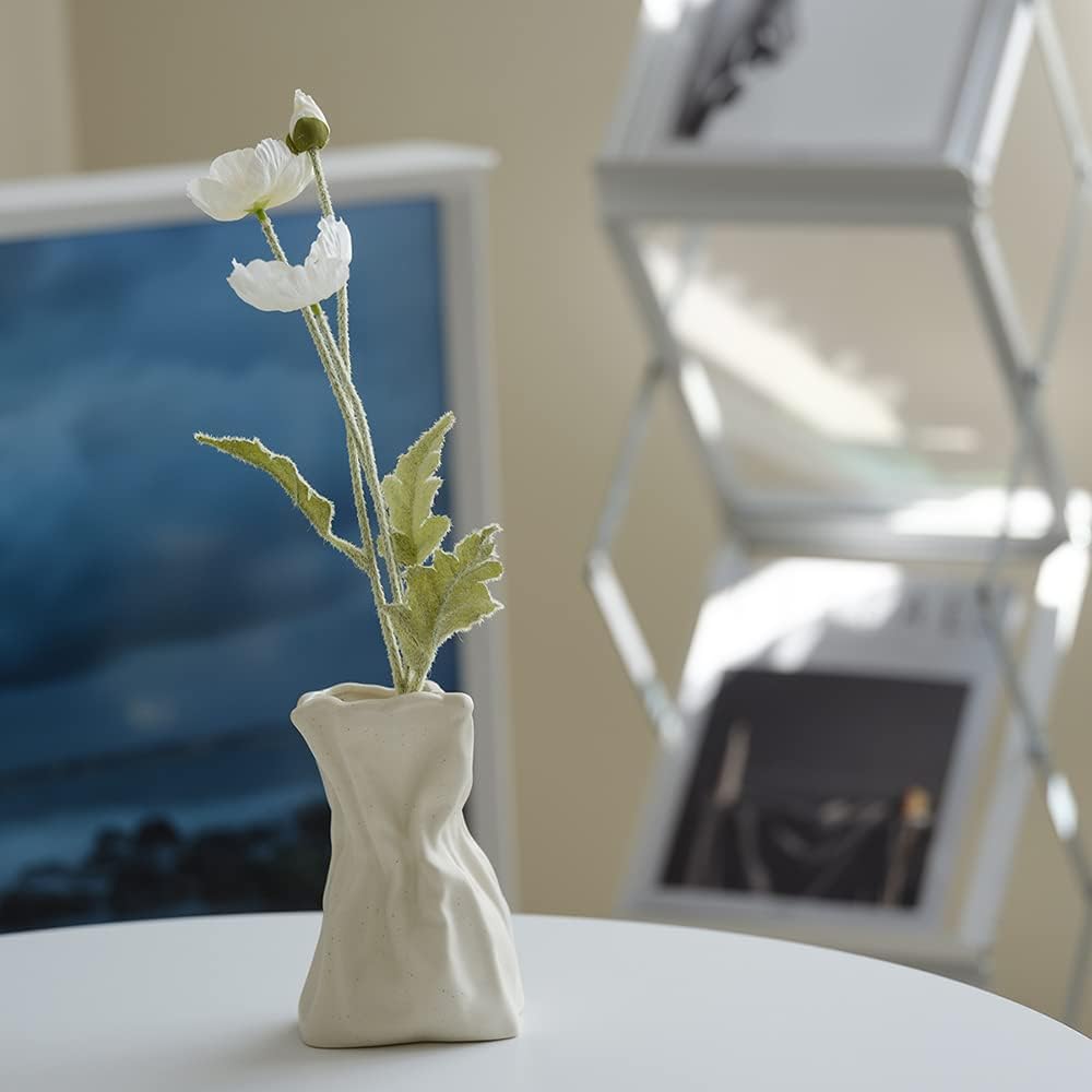 Papiertüte, handgefertigte Keramikvase, Knisterpapiertüten-Design für Blumenarrangement, Wohnzimmer,