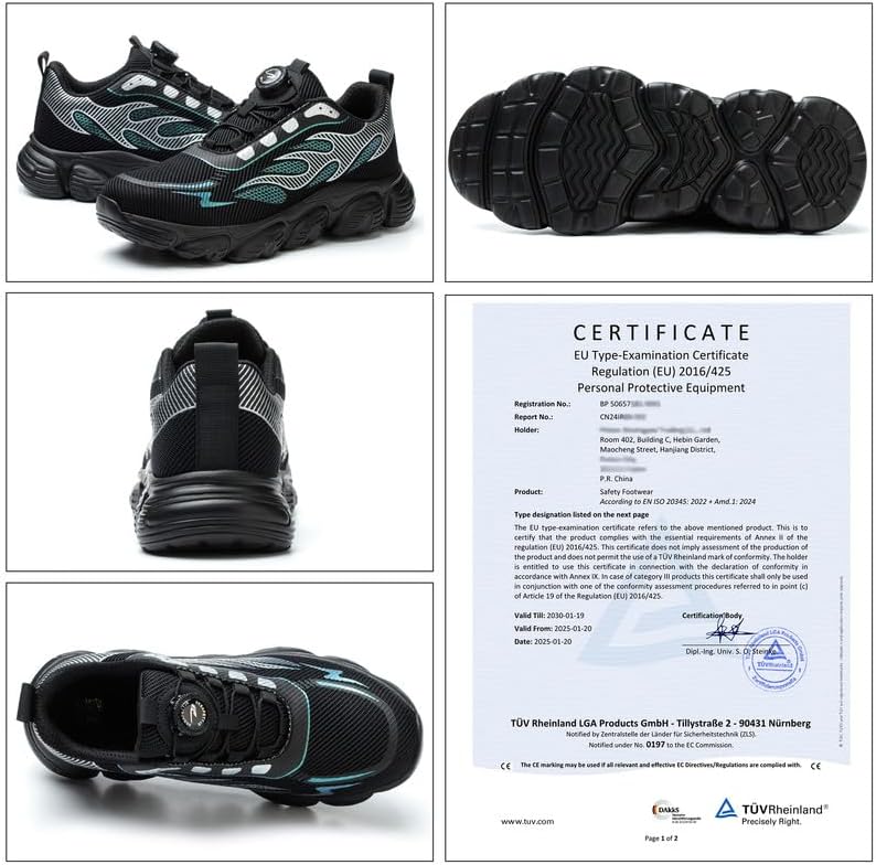 Mitudidi Sicherheitsschuhe Herren Unisex Stahlkappenschuhe Sportliche Arbeitsschuhe Damen Atmungsakt
