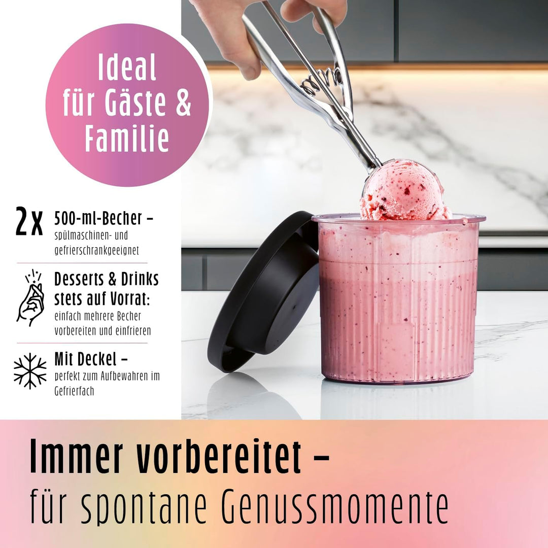 GOURMETmaxx SmoothUp Eismaschine Becher Set 2 teilig | Eismaschine Becher Zusatz Becher für GOURMETm