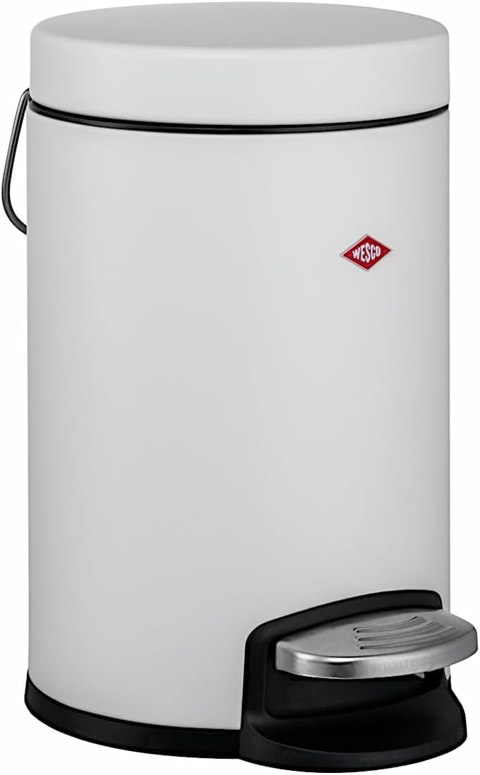 WESCO Kosmetik Abfallsammler in der Farbe weiss matt, hochwertiges Stahlblech, 3 Liter Volumen, Fuss