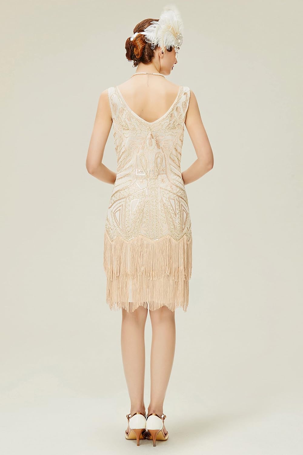 BABEYOND Damen Classic Cocktailkleid S Beige, S Beige