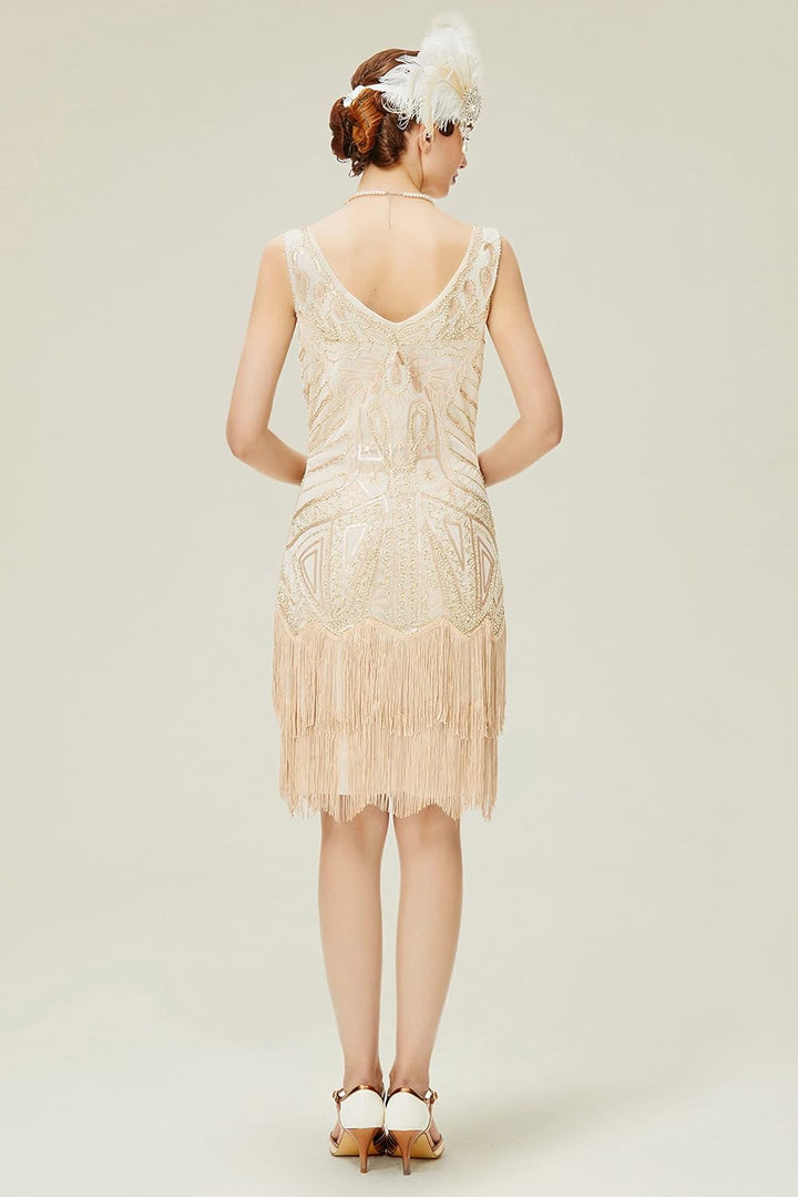 BABEYOND Damen Classic Cocktailkleid S Beige, S Beige