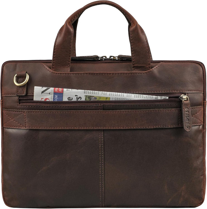 STILORD Ross Vintage Laptoptasche 13,3 Zoll - 14 Zoll Leder Laptophülle Herren Schmal Dokumententasc