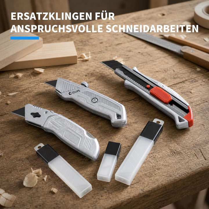 CCLIFE Cuttermesser Massband Set 7-teilig Aluminium Werkzeugset | 3 Aluminium-Cuttermesser Set für H