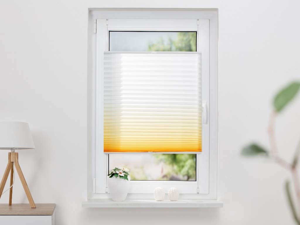 K-home Klemmfix-Plissee Farbverlauf Gelb 85cm x 130cm (B x L) 85 x 130 cm Gelb, 85 x 130 cm Gelb