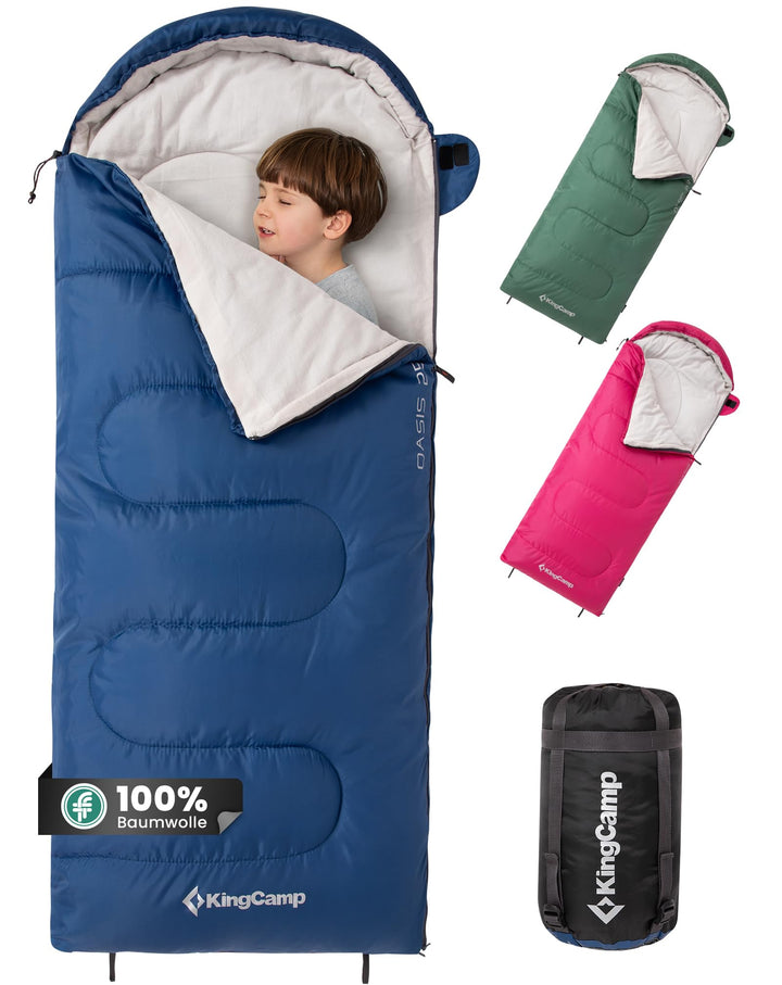 KingCamp Kinderschlafsack 3 Jahreszeiten Deckenschlafsack für Kinder 100-140cm Leicht Warm für Campi