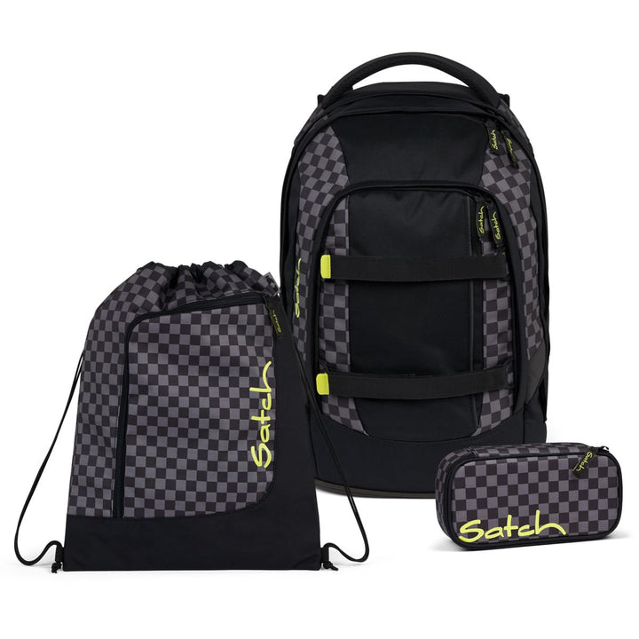 Satch Pack Schulrucksack Set 3tlg. inkl. Schlamperbox und Sportbeutel (Dark Skate), Dark Skate