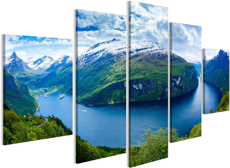 Bild auf Leinwand Geiranger Fjord Schöne Natur Norwegen Wandbild Poster Kunstdruck Bilder Format: 17