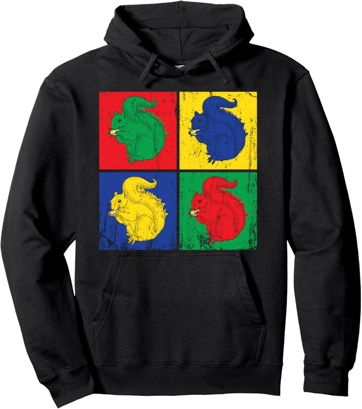 Pop Art Tiermotiv Nagetier Geschenk Eichhörnchen Pullover Hoodie