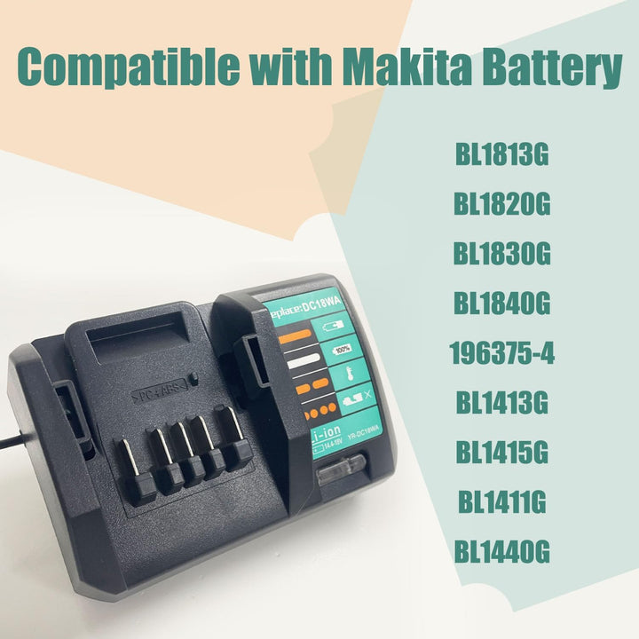 FengWings® 2 Stück 18V 2.0Ah BL1813G Akku + Ladegerät DC18WA Ersetzen Für kompatibel mit Makita G-Se