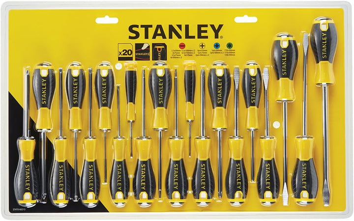 Stanley Tools sta060213 Essential Schraubendreher, gelb/schwarz (20 Stück) STHT0-60213, STHT0-60213