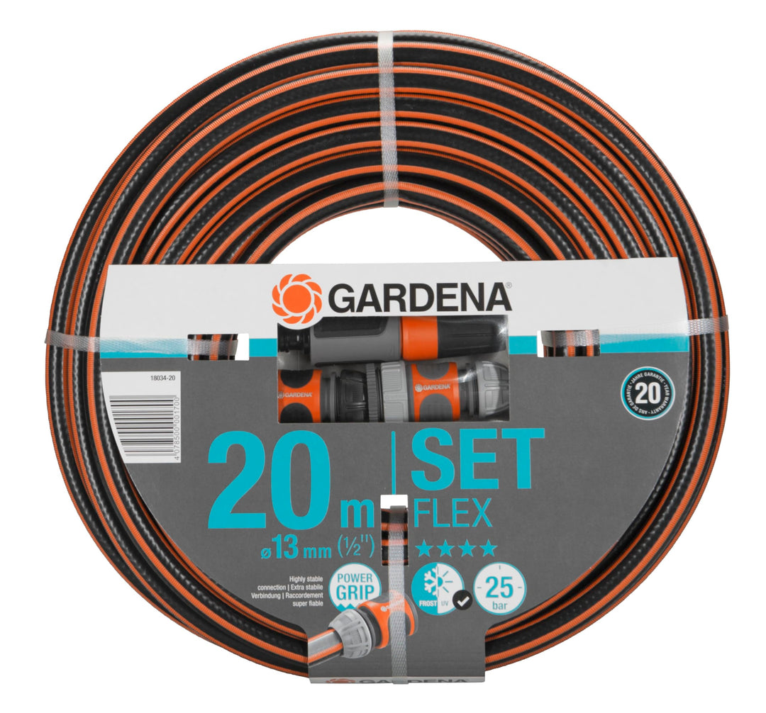 Gardena Comfort FLEX Schlauch 13 mm (1/2 Zoll), 20 m mit Systemteilen: Formstabiler, flexibler Garte