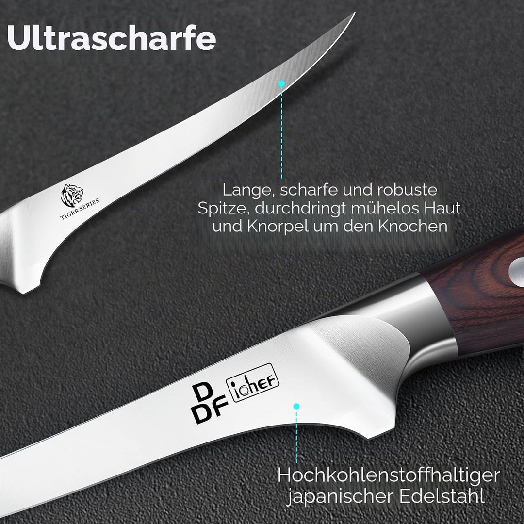 DDF iohEF Filetiermesser 18cm - Ausbeinmesser Profi Fischmesser für Fisch und Fleisch, Ergonomischer