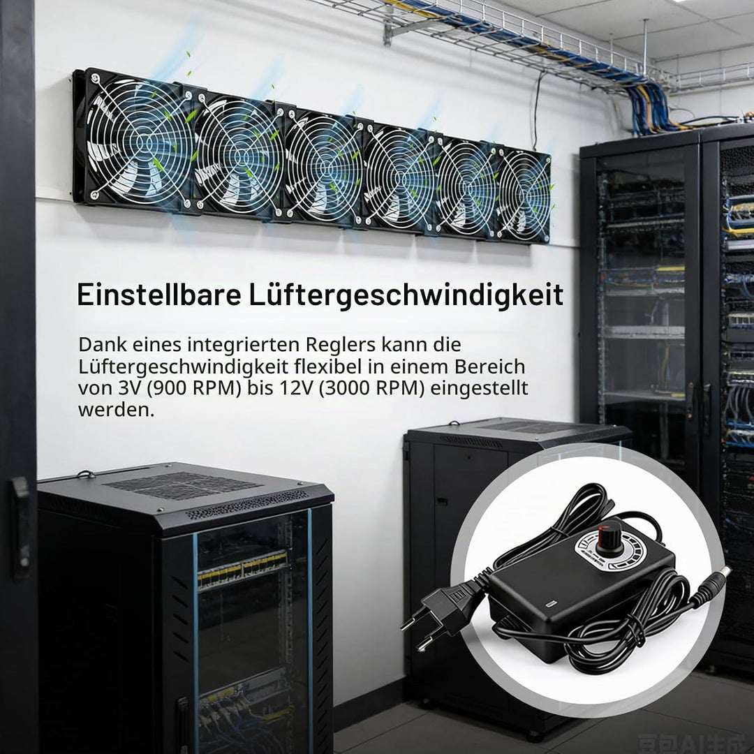 Lüfter, 120mm Gehäuselüfter 230V mit Drehzahlregler und Netzstecker Gehäuse Lüfter 3000 U/min Kühler