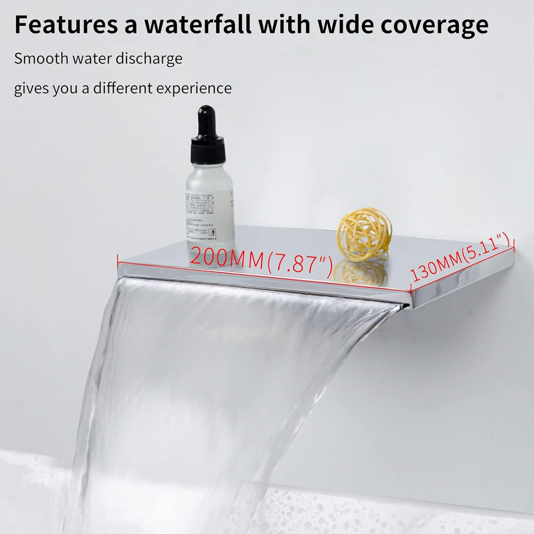 SHANFO Waschtischarmatur Wandmontage Wasserfall Chrom Wasserhahn Unterputz Armatur Einzigen Handgrif