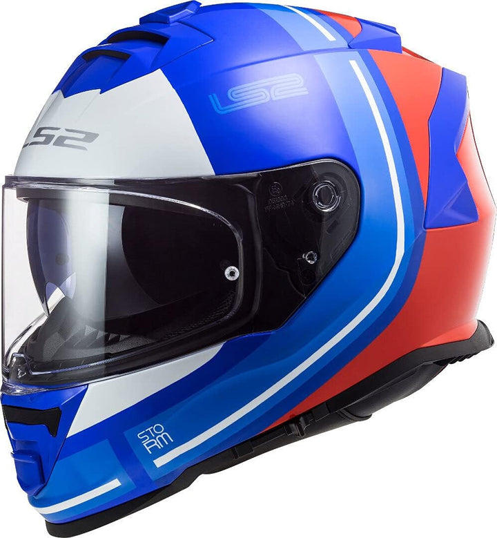 LS2 Unisex Storm Slant Motorradhelm, XS rot / blau