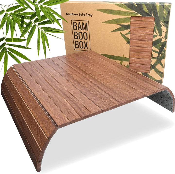 BAM BOO BOX Sofatablett aus Bambus - Couch Tablett flexibel - Sofatablett Armlehne - Sofa Tablett Ho