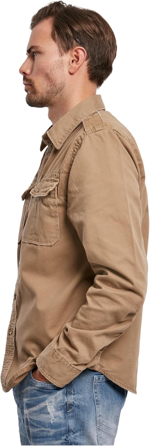 Brandit Vintage Shirt Long Sleeve,mehrere Farbvarianten, Grössen S bis 7XL, Camel Longsleeve
