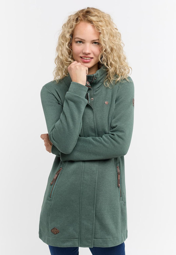Ragwear LETRICE Damen Frauen Kapuzenjacke,Sweatjacke lang,Übergangs-Parka,Kapuze,Seitentaschen XS Pi