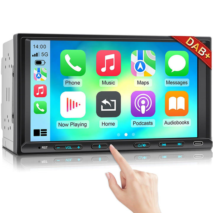 Doppel Din Radio mit Wireless CarPlay & Wireless Android Auto, Autoradio mit Navi 7 Zoll Bildschirm,