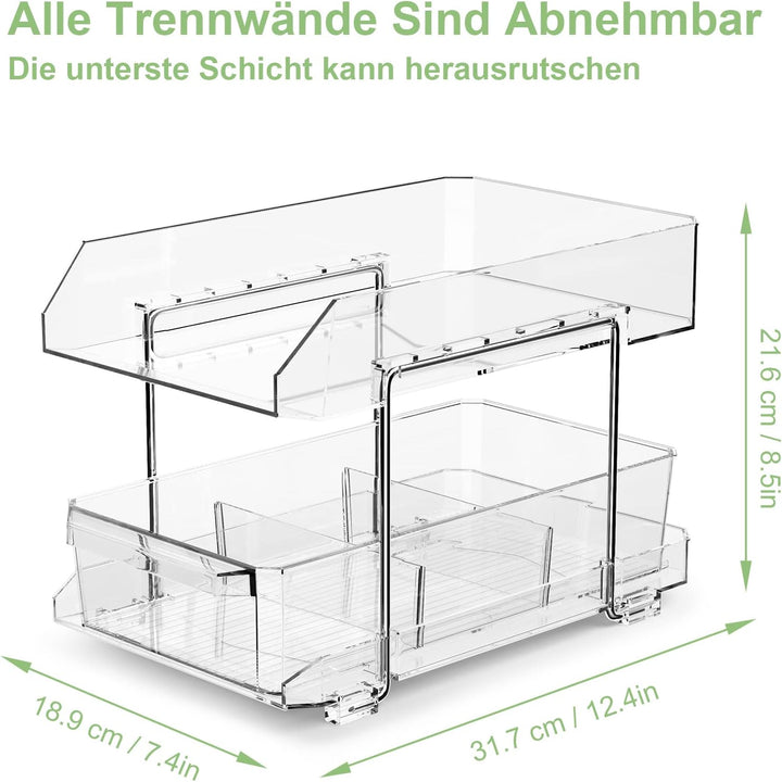 Polegas 2 Etagen Schrank Organizer Küche, Unter Waschbecken Regal, Kühlschrank Organizer, Spülschran