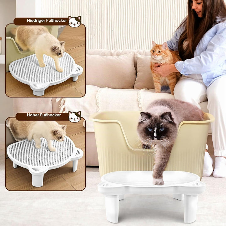 Verstellbare Katzen Rampe für Katzentoilette, Erhöhte Katzentoilette Stufe, Doppelte Katzenstreufall