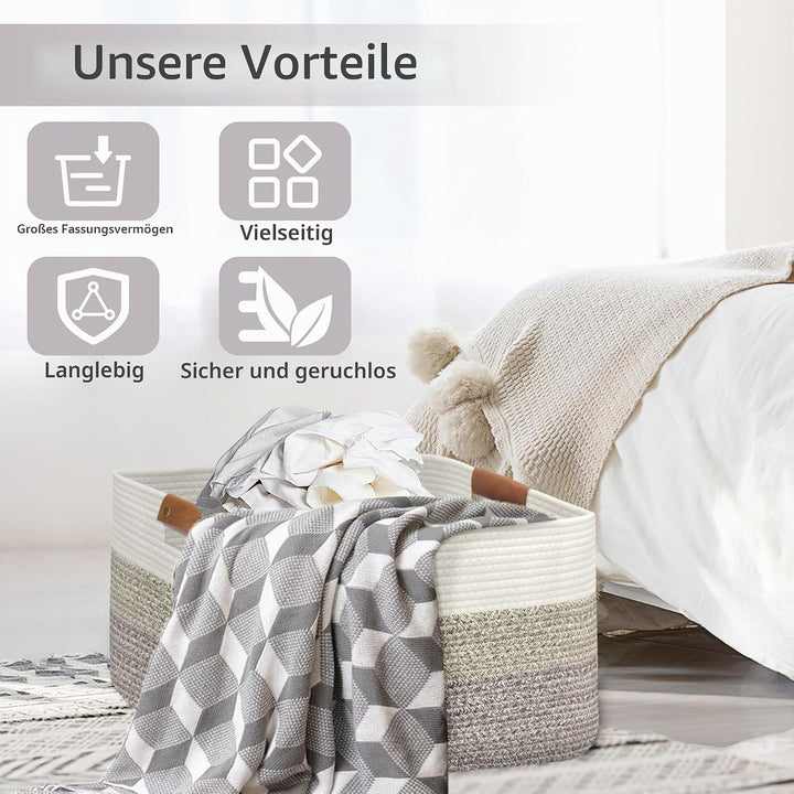 Goodheim Grosser faltbarer Wäschekorb, Wäschekorb für Decke, Spielzeug, Handtücher, gewebte Körbe zu