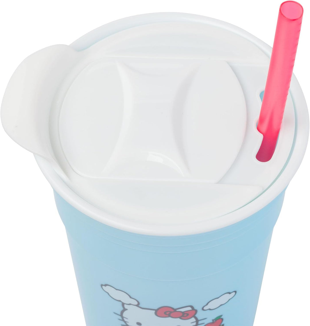 Silver Buffalo Sanrio Hello Kitty Trinkbecher mit Deckel und Strohhalm, Kunststoff, 907 ml Hello Kit