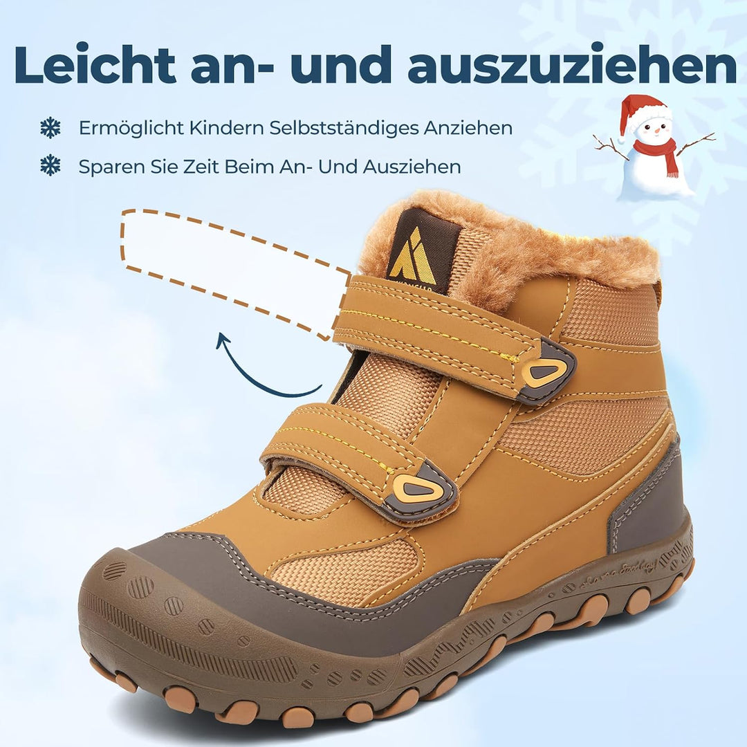 Mishansha Kinder Outdoor Winterschuhe Warm Gefüttert Winterstiefel, Gr.24-38 33 EU Tortilla Braun, 3