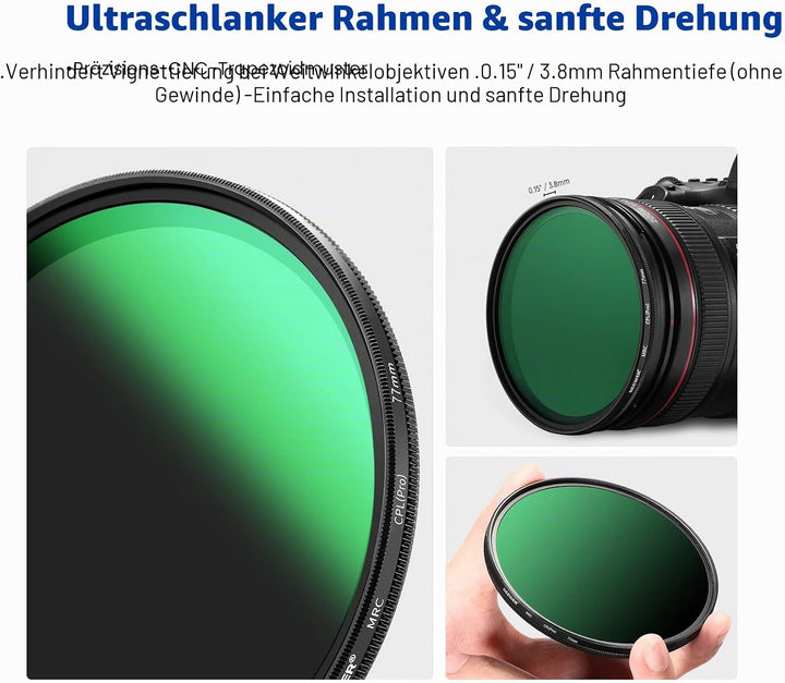 NEEWER 77mm Polarisationsfilter(Polfilter),CPL Filter mit 30 lagiger Mehrschicht Polarisationsfolie,