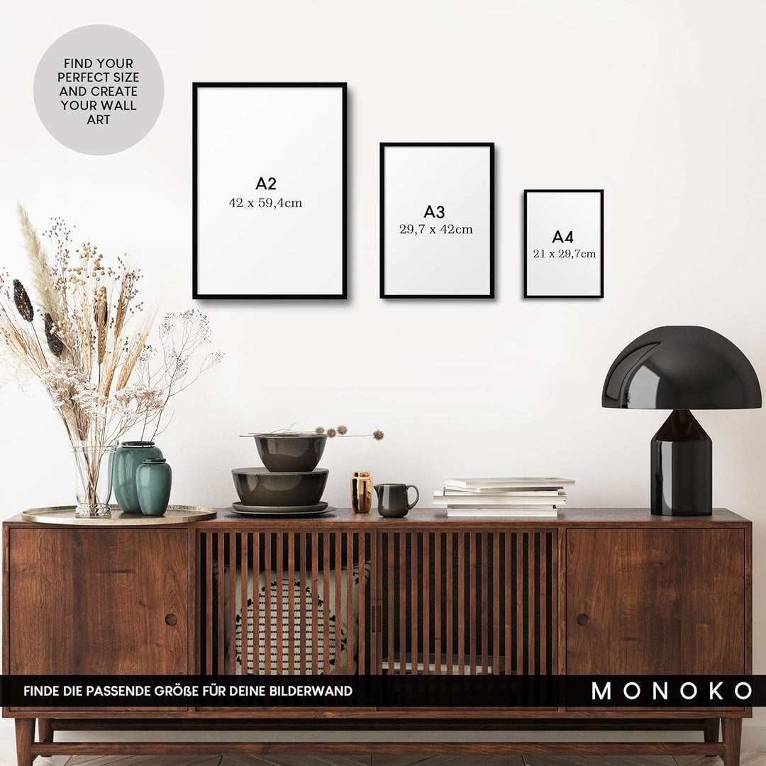 MONOKO® Wohnzimmer Poster Set - Premium Bilder Set für Schlafzimmer - Stilvolle Wandbilder - 6er Set