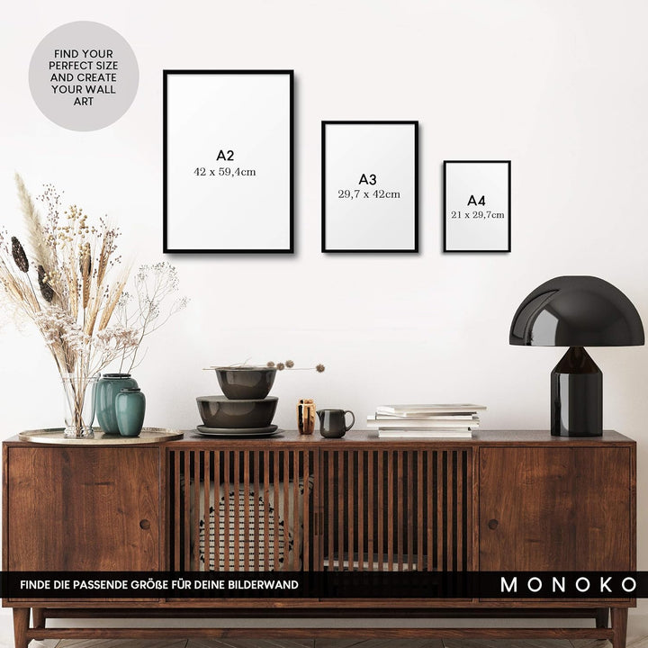 MONOKO® Wohnzimmer Poster Set - Premium Bilder Set für Schlafzimmer - Stilvolle Wandbilder - 6er Set