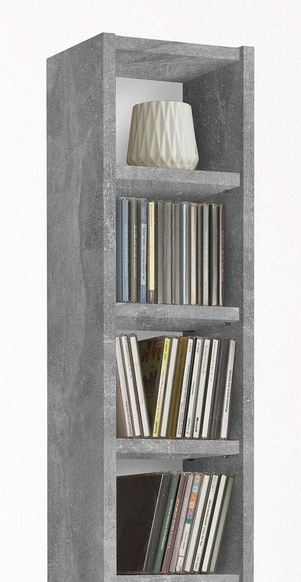 FMD Möbel Hallo 2 Regal, Holz, beton, 19.5 x 16.5 x 185 cm Grau, Grau